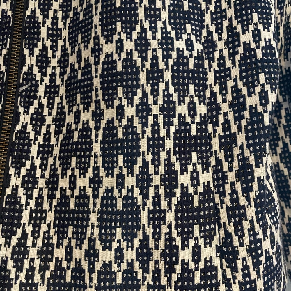 J.Crew Jacquard Ikat Moto Jacket Blazer • Small‎ • Navy & White • Cute & Chic! - Picture 9 of 9